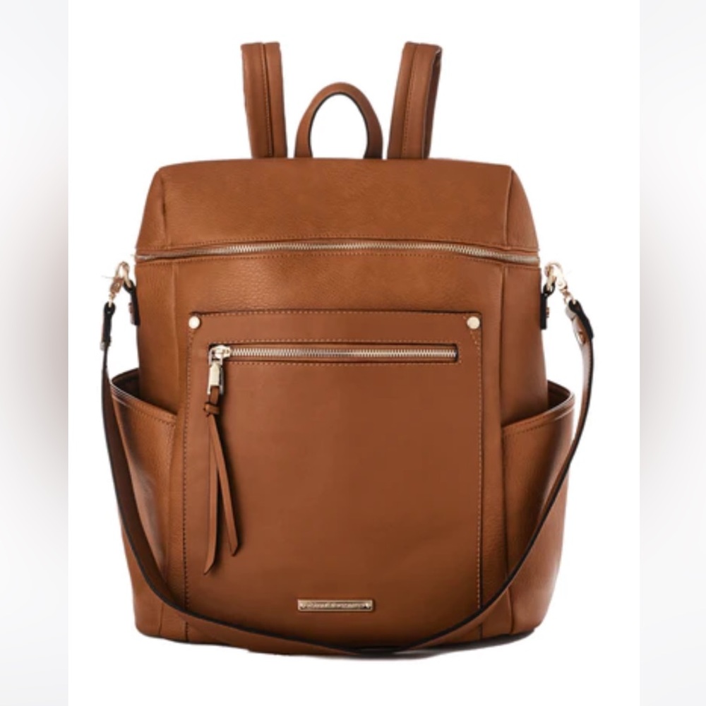 Poppy & Peonies Commuter Backpack in cognac